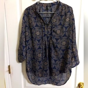 Rue21 Blue Boho Tunic Blouse Size Large